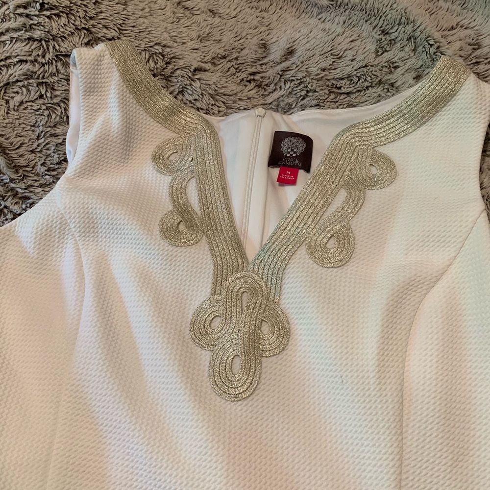 White midi dress with gold detail